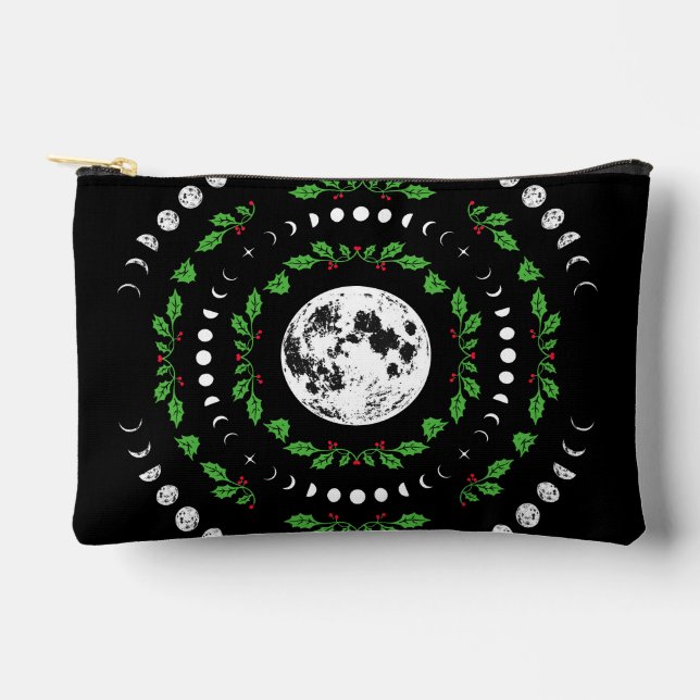 Moon phases mandala Makeup cosmetic bag pouch (Front)