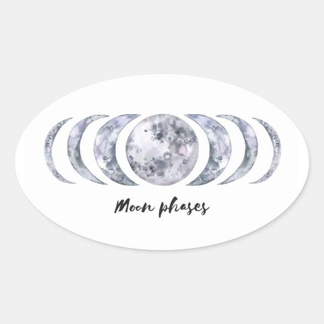 Moon Phases Oval Sticker (Front)