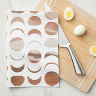 Moon Phases painted marble look gold & cream dish Kitchen Towel