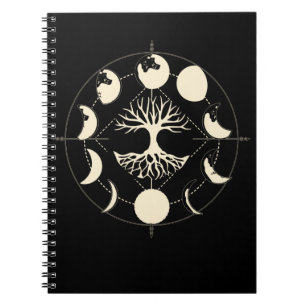 Moon Phases Spiritual Tree Astronomy Crescent Notebook