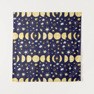Moon Phases Stars Vintage Background Tapestry