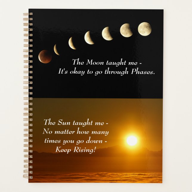 Moon Phases Sunrise Inspirational Quote Organizer (Front)