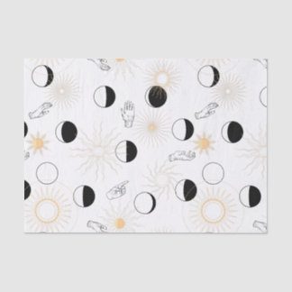 Moon phases suns hand signals retro alchemy tissue paper