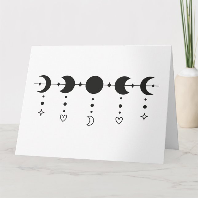 Moon phases with jewellery hoodie card (Front)