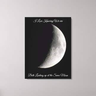 Moon Photography and Romantic Quote   Canvas Print