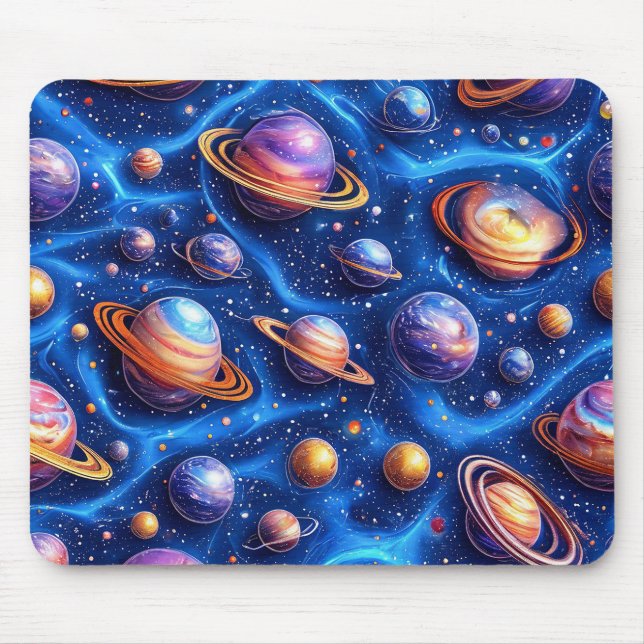 Moon planets galaxy mouse pad (Front)