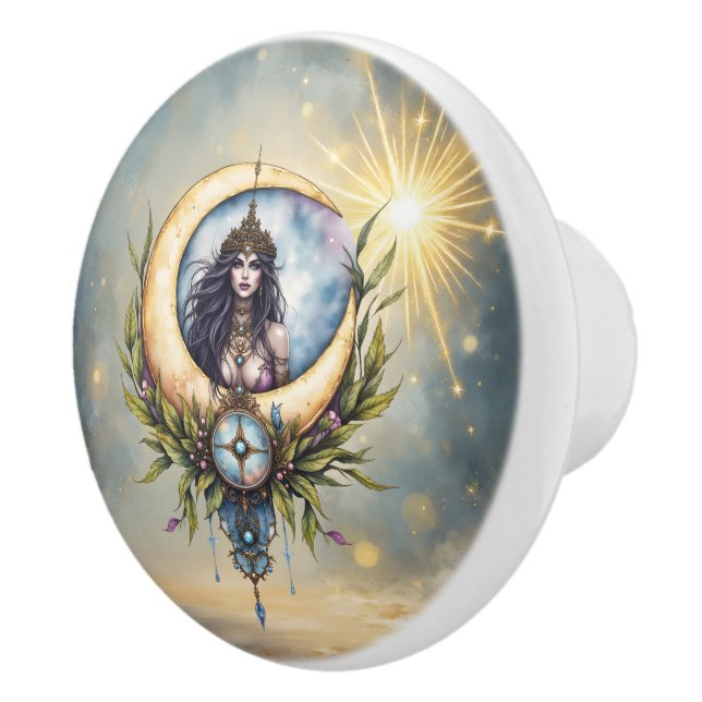 Moon Priestess – Keeper of the Celestial Balance.  Ceramic Knob (Right)
