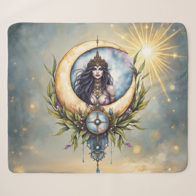 Moon Priestess – Keeper of the Celestial Balance.  Sherpa Blanket (Front (Horizontal))