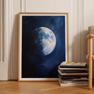 Moon Print Moon Poster Moody Night Sky Painting Ni