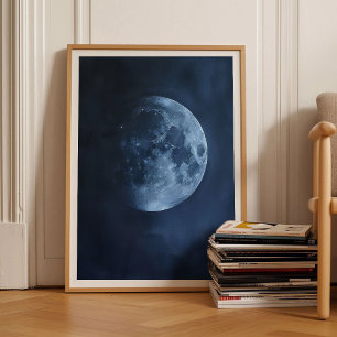Moon Print Moon Poster Moody Wall Art Night Sky Pr