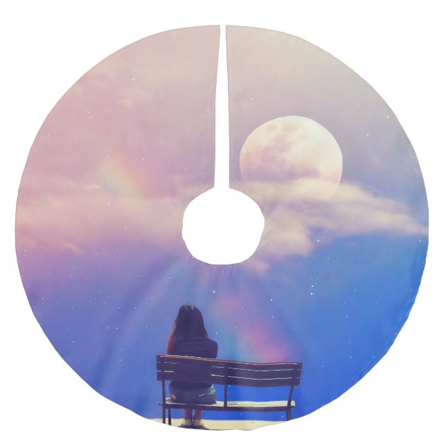 Moon Rainbow: Pastel Sky Beauty. Brushed Polyester Tree Skirt (Front)