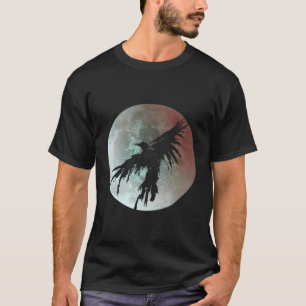 Moon Raven Graphic Black Crow Full Moon Brush Art  T-Shirt