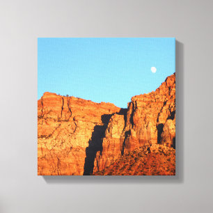 Moon, Red Rocks at Sunset Fine Art Southwest Canvas Print