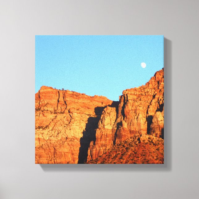 Moon, Red Rocks at Sunset Fine Art Southwest Canvas Print (Front)