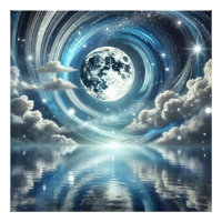 Moon Reflecting Blue Light