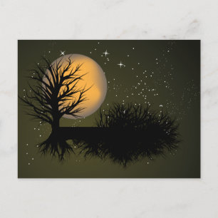 Moon Rise ~ Full Moonrise Tree & Night Sky Postcard