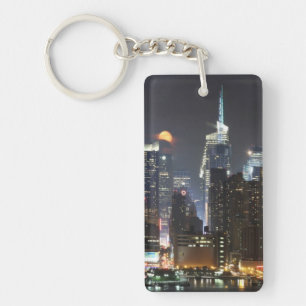 Moon rises over midtown New York. Keychain