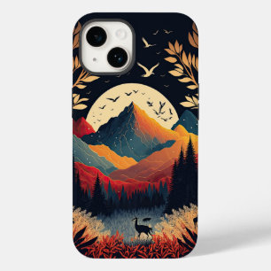 Moon Rising Behind Colorful Mountains and Meadow Case-Mate iPhone 14 Case