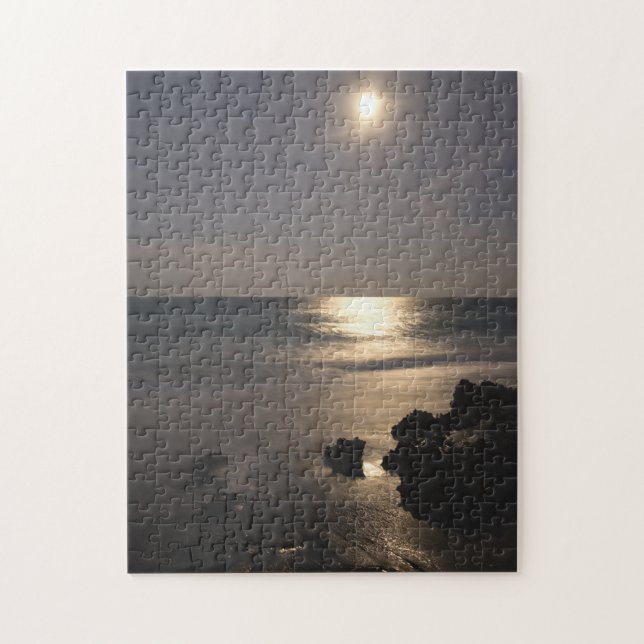 Moon Rising Over Ocean Jigsaw Puzzle (Vertical)