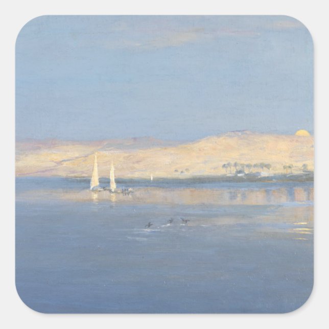 Moon Rising over the Nile Square Sticker (Front)