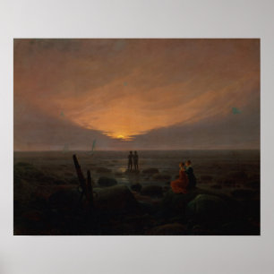 Moon Rising Over the Sea, 1821 Poster