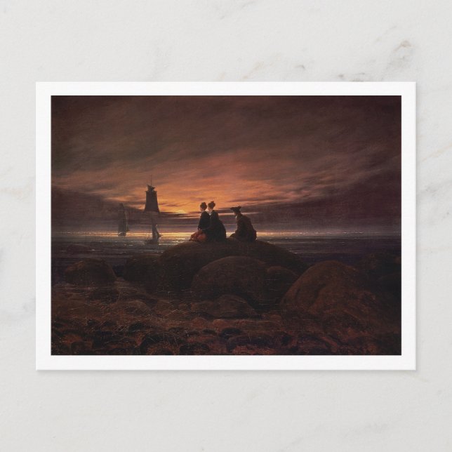 Moon Rising Over the Sea, 1822 (oil on canvas) Postcard (Front)