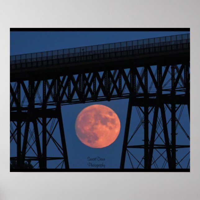 Moon Rising under Walkway Bridge Poster (Front)