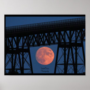 Moon Rising under Walkway Bridge Poster