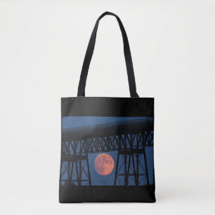 Moon Rising under Walkway Bridge Tote Bag