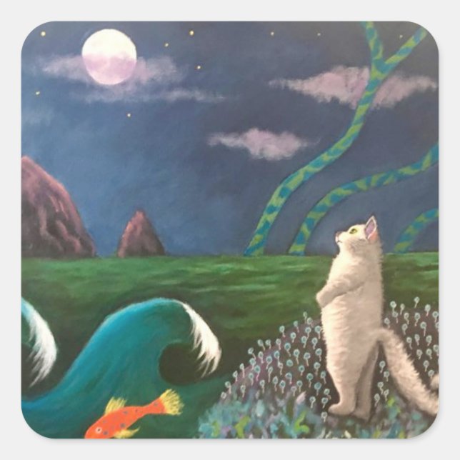 Moon Salute Square Sticker (Front)