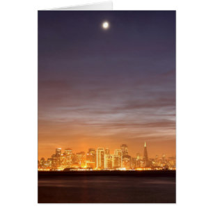 Moon setting over San Francisco on hazy December