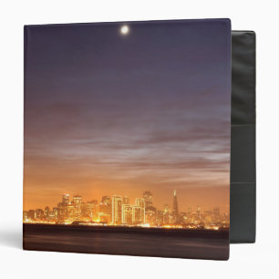 Moon setting over San Francisco on hazy December Binder