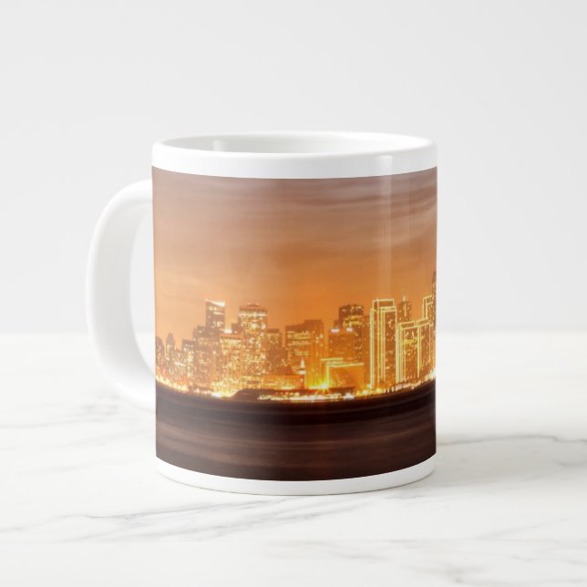Moon setting over San Francisco on hazy December Large Coffee Mug (Front Left)