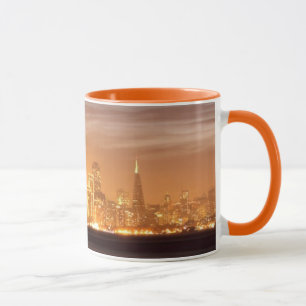 Moon setting over San Francisco on hazy December Mug