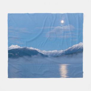 Moon Setting   Seabeck, Washington Fleece Blanket
