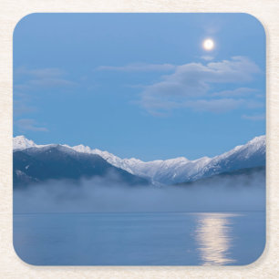 Moon Setting Seabeck, Washington Square Paper Coaster