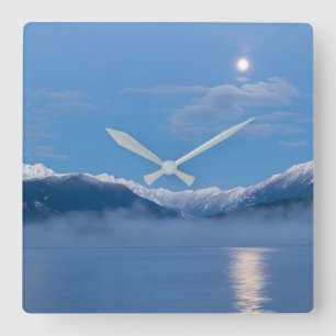 Moon Setting   Seabeck, Washington Square Wall Clock