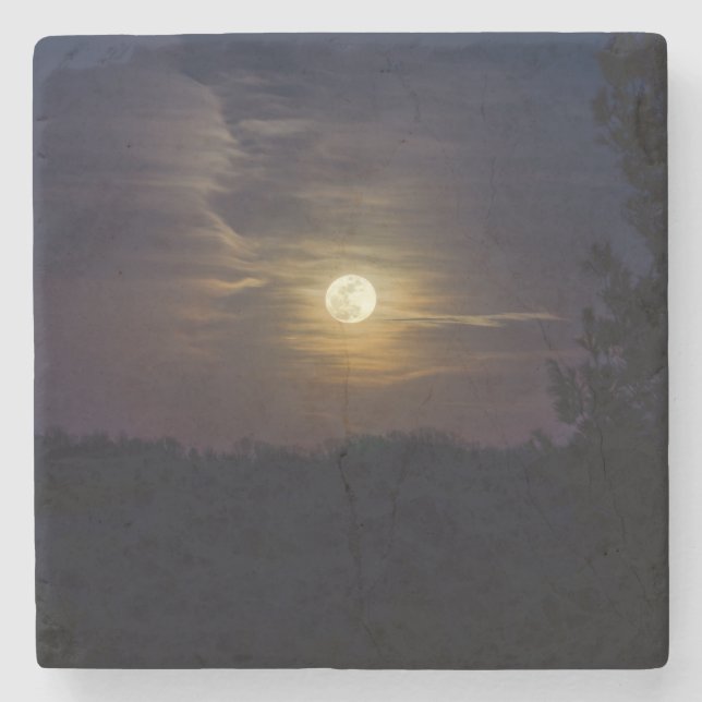 Moon Silhouette Stone Coaster (Front)