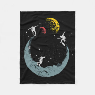 Moon Skater Skating - Skateboarding Fleece Blanket