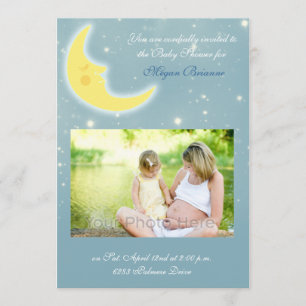 Moon sky baby shower invitation