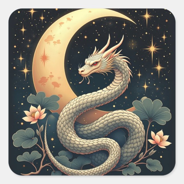 Moon Snake stars  Square Sticker (Front)