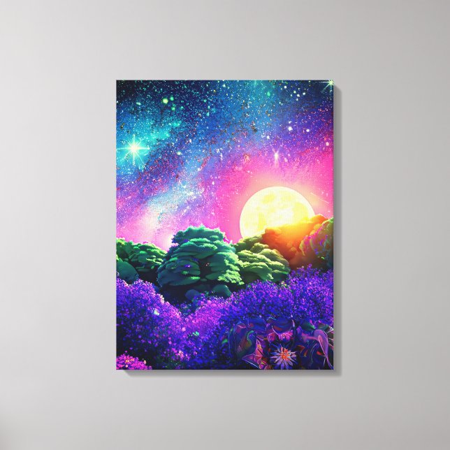 Moon space night abstract nature canvas print (Front)