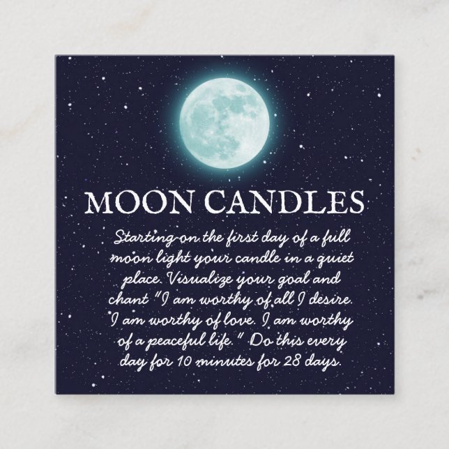 Moon Spell Instruction Square Business Card (Front)