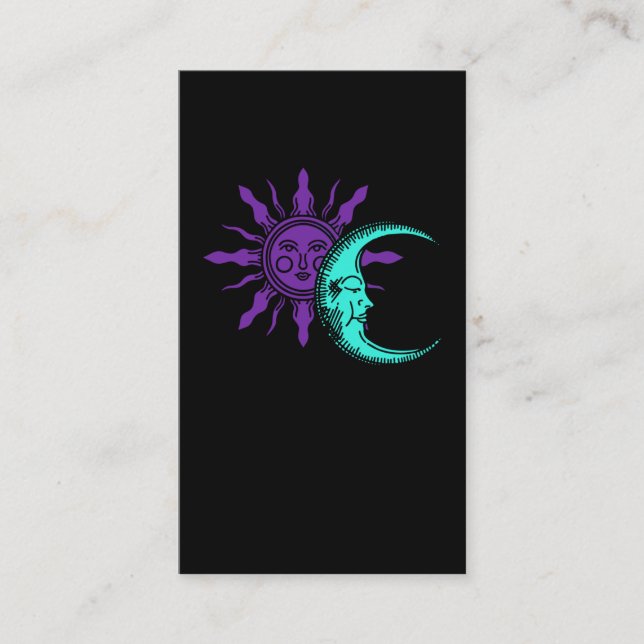 Moon Spiritual Drawing Crescent Astronomy Sun Business Card (Front)