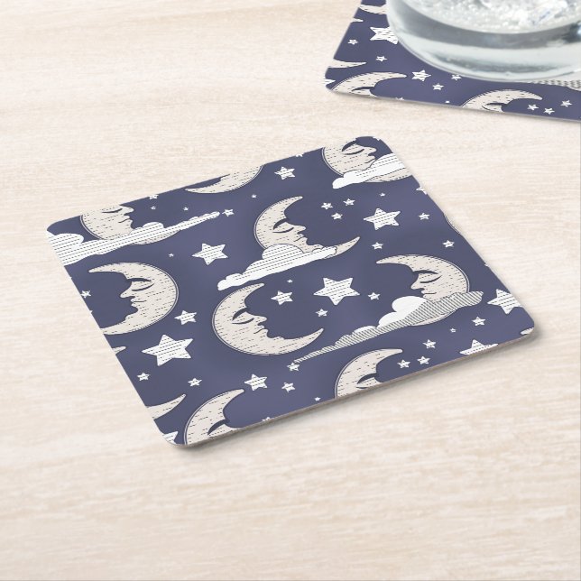 Moon Square Paper Coaster (Angled)