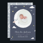Moon, star and cloud cute photo birth announcement<br><div class="desc">Moon,  star and cloud cute photo birth announcement card. Beautiful illustration. Part of a collection</div>