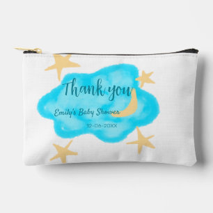 Moon star clouds watercolor baby shower add name t accessory pouch