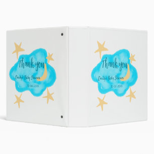 Moon star clouds watercolor baby shower add name t binder