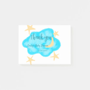 Moon star clouds watercolor baby shower add name t post-it notes