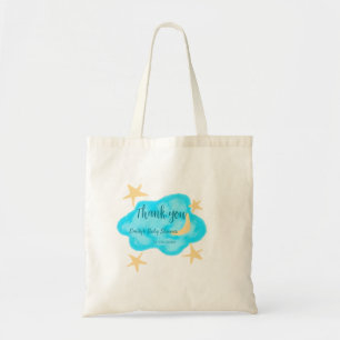 Moon star clouds watercolor baby shower add name t tote bag